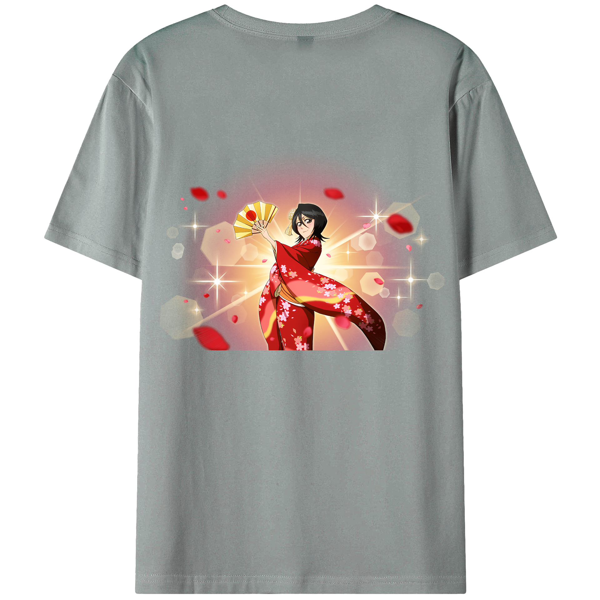 （画像用） ブリーチ 朽木ルキア BLEACH Kuchiki Rukia 綿100％ メンズ半袖Tシャツ（バックプリント） 通気性